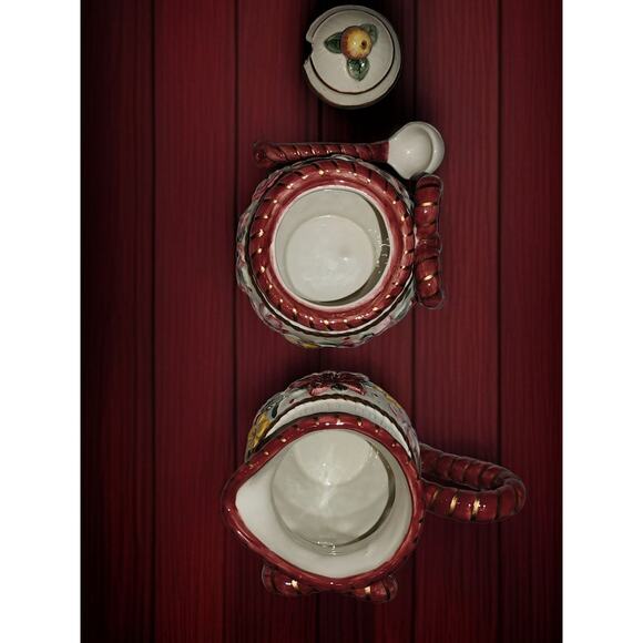 Fitz and Floyd Father Christmas Sugar Bowl with Lid and Spoon and Creamer Set - Picture 7 of 8